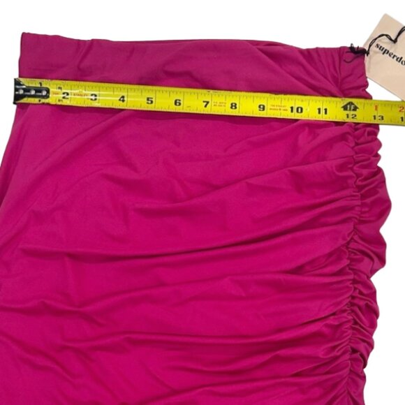 NWT Superdown Revolve Tiffani Ruched Midi Skirt Dress Pink M Sexy Bodycon - Picture 9 of 10